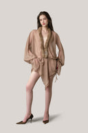 Mocha Coniglia Chiffon Mini Dress for women, from La Vierge, The Viet Concept 