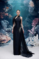 21SIX • Leilani Crystal Halter Royal Taffeta Gown