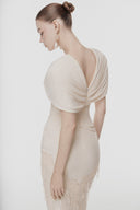 L'ALLÉE • Deep V Fringe-Trimmed Evening Dress