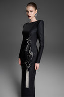 GVLUX • Wavy Smoked Crystal Embellished Dress