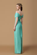 Mint Taffeta V-Neck Crystal-Draped Mermaid Evening Gown for women, from IHF ATELIER, The Viet Concept 