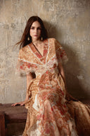 L'ALLÉE • Baroque Lace V-Neck Chiffon Maxi Dress