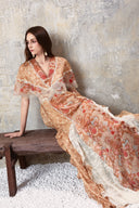 L'ALLÉE • Baroque Lace V-Neck Chiffon Maxi Dress