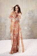 L'ALLÉE • Baroque Lace V-Neck Chiffon Maxi Dress