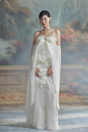 LINH PHUNG • Nicolette 3D Floral Cape Sleeve Chiffon Bridal Gown