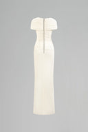 CALISTA • Ivelle White Draped 3D Rose Embellished Dress