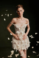 VONTIER DE MONTIER • Bellflower 3D Raised Lace Off-Shoulder Corset Mini Dress