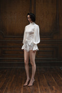 HUELLEY ROSE • Hatty Silk Open-Back Fitted Top