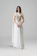 LINH PHUNG • Venusa One-Shoulder Embroidered Lace Corset Maxi Dress