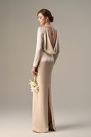 Satin Silk Long-Sleeve Draped Back Tie Gown for women, from IHF ATELIER, The Viet Concept