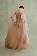Avelia Nude Apricot Couture Tulle Gown for women, from DUONG ATELIER, The Viet Concept