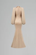 Celestia Asymmetric Sleeve Shimmer Jersey Mermaid Gown for women, from IHF ATELIER, The Viet Concept 
