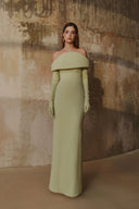 L' SCARLETT • Crystal 3D Sculpted Off-Shoulder Maxi