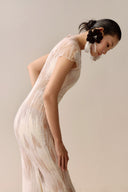LECIA • Celestine Artisanal Embroidered Sheer Evening Gown