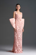 IHF STUDIO • Floral Garden Lace Column Dress with Statement Back Bow