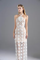 ROSEE DE MATIN • I-Line White Flower Lace Dress