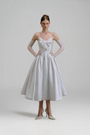 WHITE PLAN • Ava Embellished Taffeta Corset Midi Dress