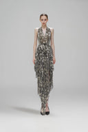 Meraki Gold Lace Halter Neck Mullet for women, from SORAMAME, The Viet Concept