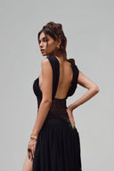 Black Venerdì Midi Dress for women, from La Vierge, The Viet Concept 