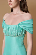 Mint Taffeta V-Neck Crystal-Draped Mermaid Evening Gown for women, from IHF ATELIER, The Viet Concept 