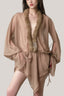 Mocha Coniglia Chiffon Mini Dress for women, from La Vierge, The Viet Concept 