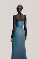Trang Strapless Bow Tie Velvet Burlap Floor Length Dress for women, from TINH, The Viet Concept 