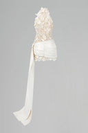 Ivory Jardin Pearl-Embellished Lace Halter Mini Dress for women, from IHF STUDIO, The Viet Concept