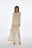 LUCILLA • Maris Lace Trim Chiffon Maxi Evening Dress