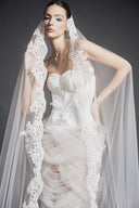 LINH PHUNG • Brilliant Champagne Floral Corset Tea-Length Ball Gown
