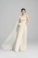 Cream Glacyn Long Cape for woman, from CALISTA, The Viet Concept 