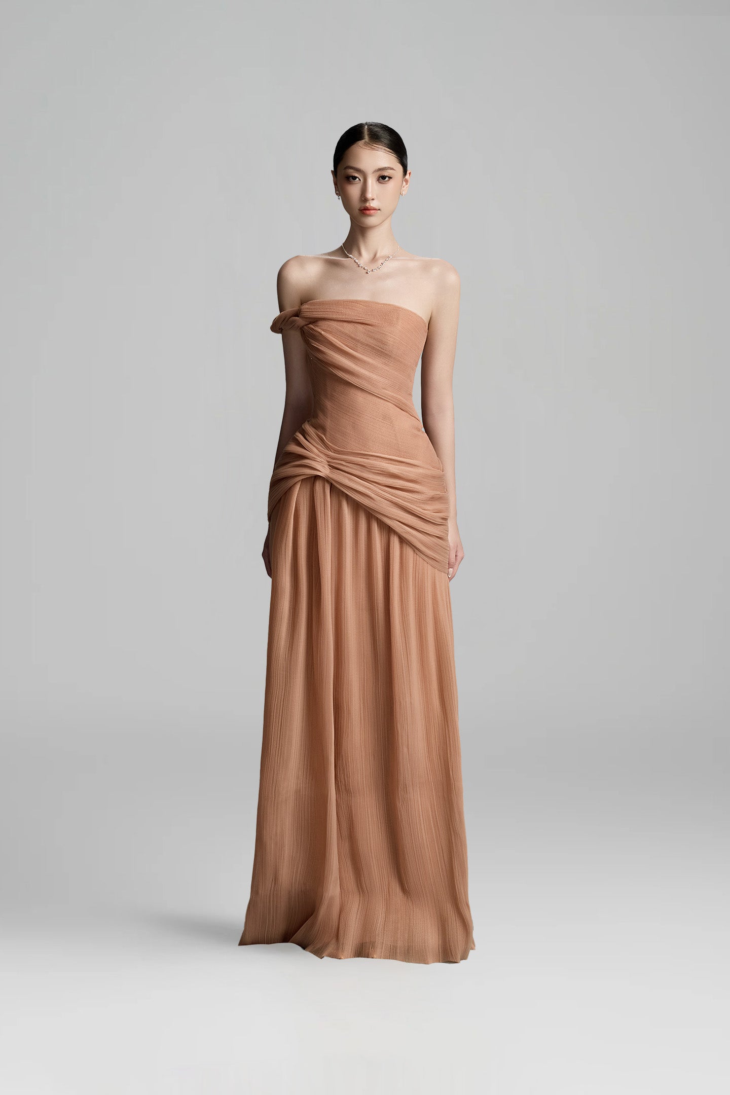 BYDI • Hamo Asymmetric Crinkled Voile Dress In Warm Brown – The Viet ...
