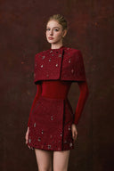 CALISTA • Valenne Tweed & Taffeta Embellished Mini Skirt