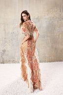 L'ALLÉE • Baroque Lace V-Neck Chiffon Maxi Dress
