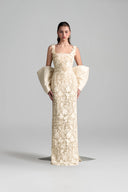 IHF STUDIO • Floral Garden Lace Column Dress with Statement Back Bow