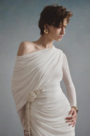 Dawn Asymmetric Pleated Maxi Dress for women, from HA THANH VIET, The Viet Concept 