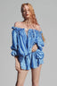 Blue Off Shoulder Chiffon Shirt for women, from Xita, The Viet Concept 