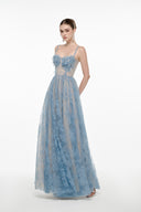 Calla Blue Embellished Lace Corset Evening Gown for women, from JOSEPHINE, The Viet Concept 