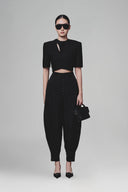 Black Diagonal Wrap Top for women, from Keira Tong, The Viet Concept 