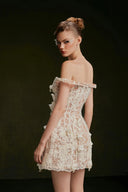 VONTIER DE MONTIER • Bellflower 3D Raised Lace Off-Shoulder Corset Mini Dress