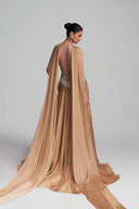 Gold Beaded Fringed Chiffon Isabella Gown For Women, from DUONG ATELIER, The Viet Concept