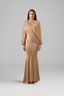 Celestia Asymmetric Sleeve Shimmer Jersey Mermaid Gown for women, from IHF ATELIER, The Viet Concept 