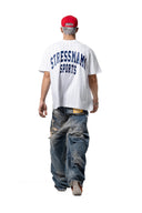 STRESS MAMA • SSMA  Heritage Striped Oversized T-Shirt White