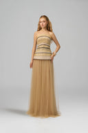 21SIX • Mirella Crystal-Embellished Layered Tulle Evening Gown
