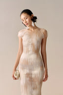 LECIA • Celestine Artisanal Embroidered Sheer Evening Gown