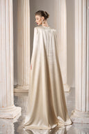GVLUX • Imperial Aura Embroidered Silk Denim Kaftan Gown