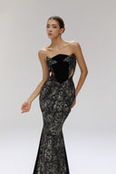 Fiamma Gilded Tweed Velvet Strapless Cut-Out Maxi Dress for women, from SORAMAME, The Viet Concept