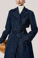 Ayla Straight Belt Strap Denim Calf Length Trench Coat for women, from HOBB, The Viet Concept 