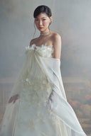 LINH PHUNG • Nicolette 3D Floral Cape Sleeve Chiffon Bridal Gown