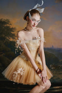 MADDY HATES ROSE • Nayara Champagne Embellished Tulle Mini Dress