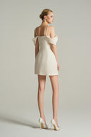 Ivory Corset Mini Dress with Ruffled Sleeves and Crystal Embellishment for women, from IHF STUDIO, The Viet Concept 